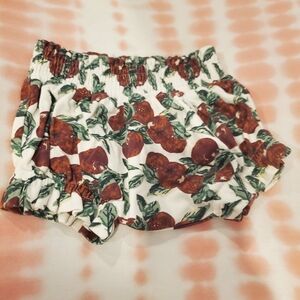 kate quinn 12-18 Month White Bloomers with Rust Floral and Green Leaves